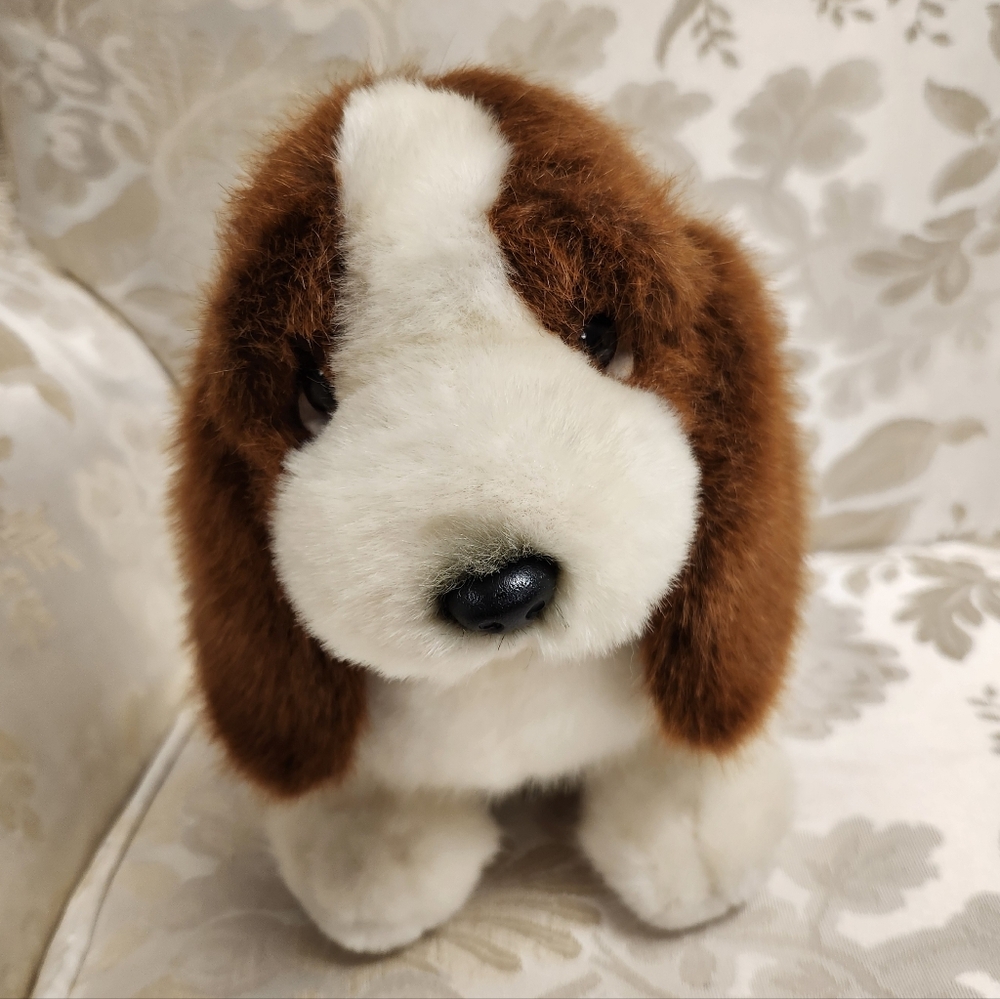 Vintage Russ Biscuits Basset Hound Dog Plush Stuffed Animal Tricolor